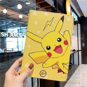 Case for iPad 2/3/4Cartoon pikachu  PU Leather  Shockproof，color：yellow